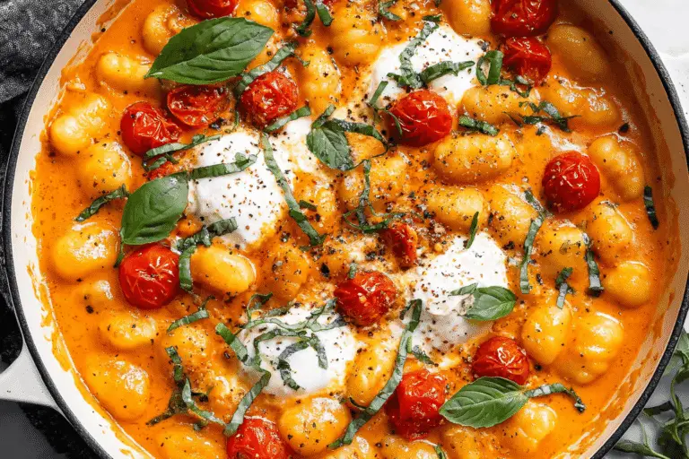 Creamy Tomato Gnocchi with Burrata and Basil Recipe