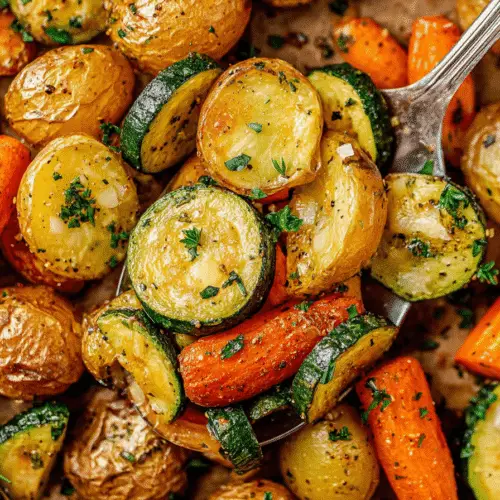 Garlic Herb Roasted Potatoes, Carrots, and Zucchini Recipe
