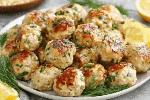 Greek Chicken Meatballs With Zesty Lemon Orzo