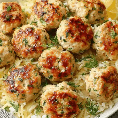 Greek Chicken Meatballs With Zesty Lemon Orzo Recipe