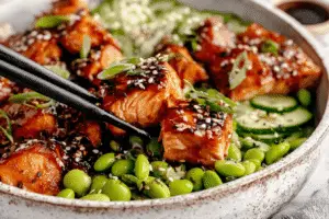 Honey Sriracha Salmon Bowls