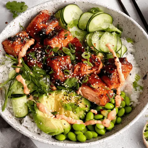 Honey Sriracha Salmon Bowls Recipe