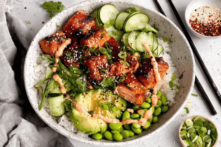 Honey Sriracha Salmon Bowls Recipe