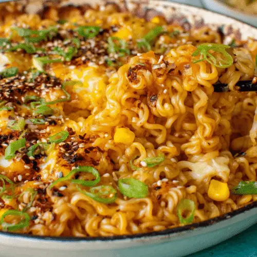 Korean Corn Cheese Instant Ramen Noodles Recipe
