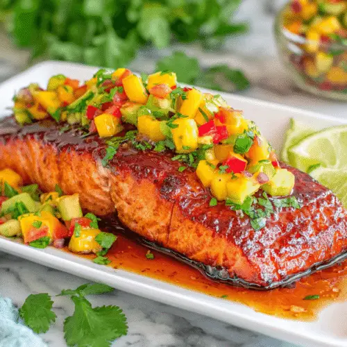 Maple Teriyaki Salmon with Mango Salsa Recipe