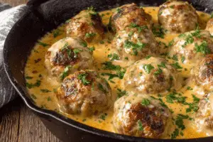 Turkey Meatballs in Creamy Parmesan Sauce