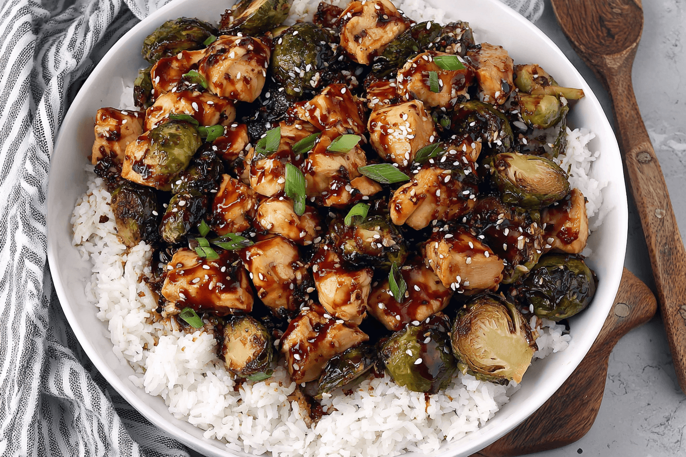 Air Fryer Chili Chicken with Brussels Sprouts Recipe