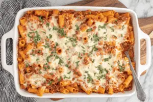 Baked Rigatoni with Beef and Mozzarella