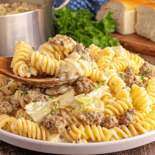 Beef And Rotini Garlic Parmesan Recipe
