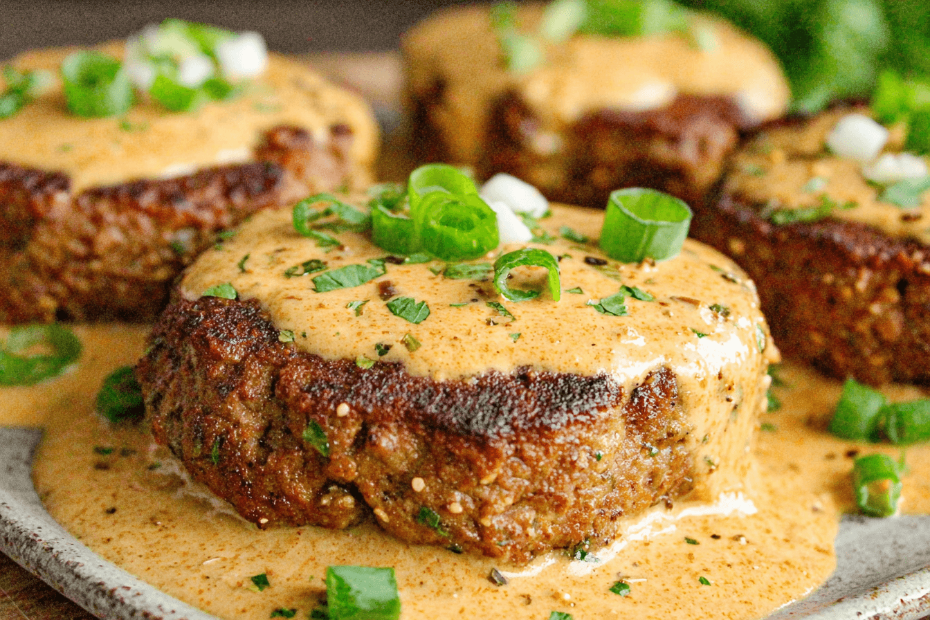 Beef and Feta Patties in Creamy Tomato Sauce Recipe