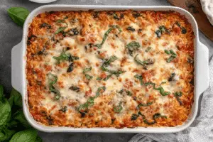 Cheesy Baked Orzo With Vegetables