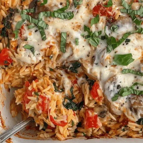 Cheesy Baked Orzo With Vegetables Recipe