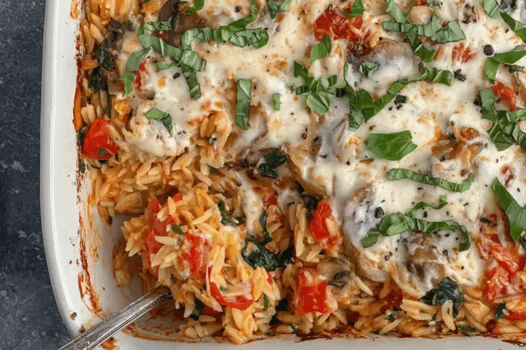 Cheesy Baked Orzo With Vegetables Recipe