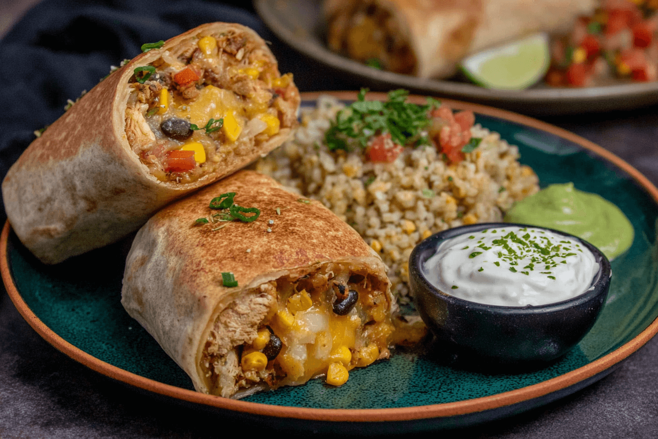 Cheesy Chicken Burritos Recipe