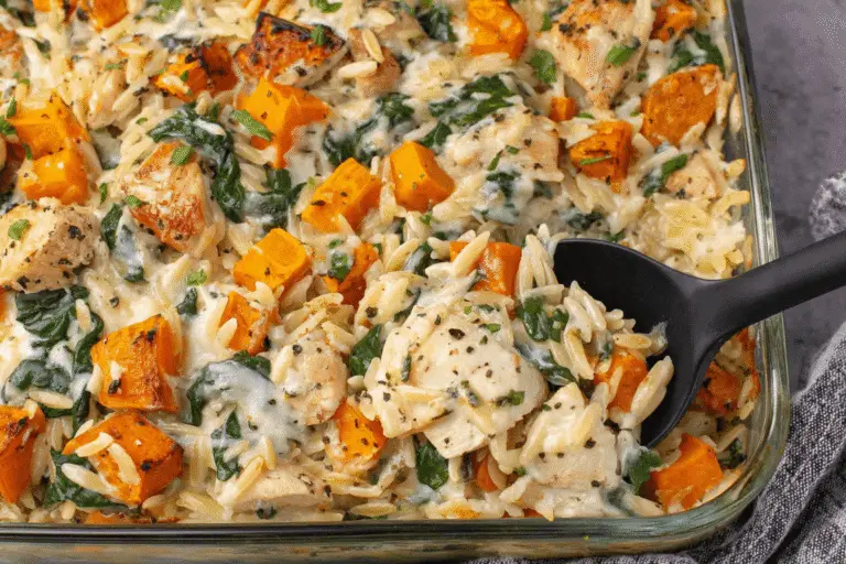 Cheesy Chicken Orzo Bake Recipe