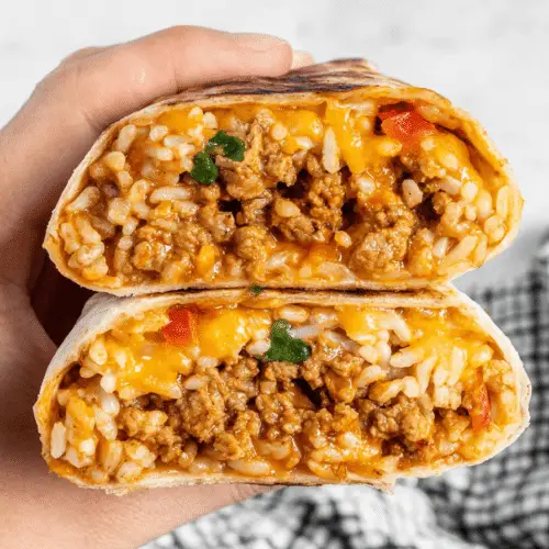 Cheesy Ground Chicken And Rice Burritos Recipe
