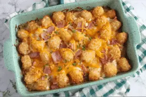 Cheesy Ham And Tater Tot Casserole