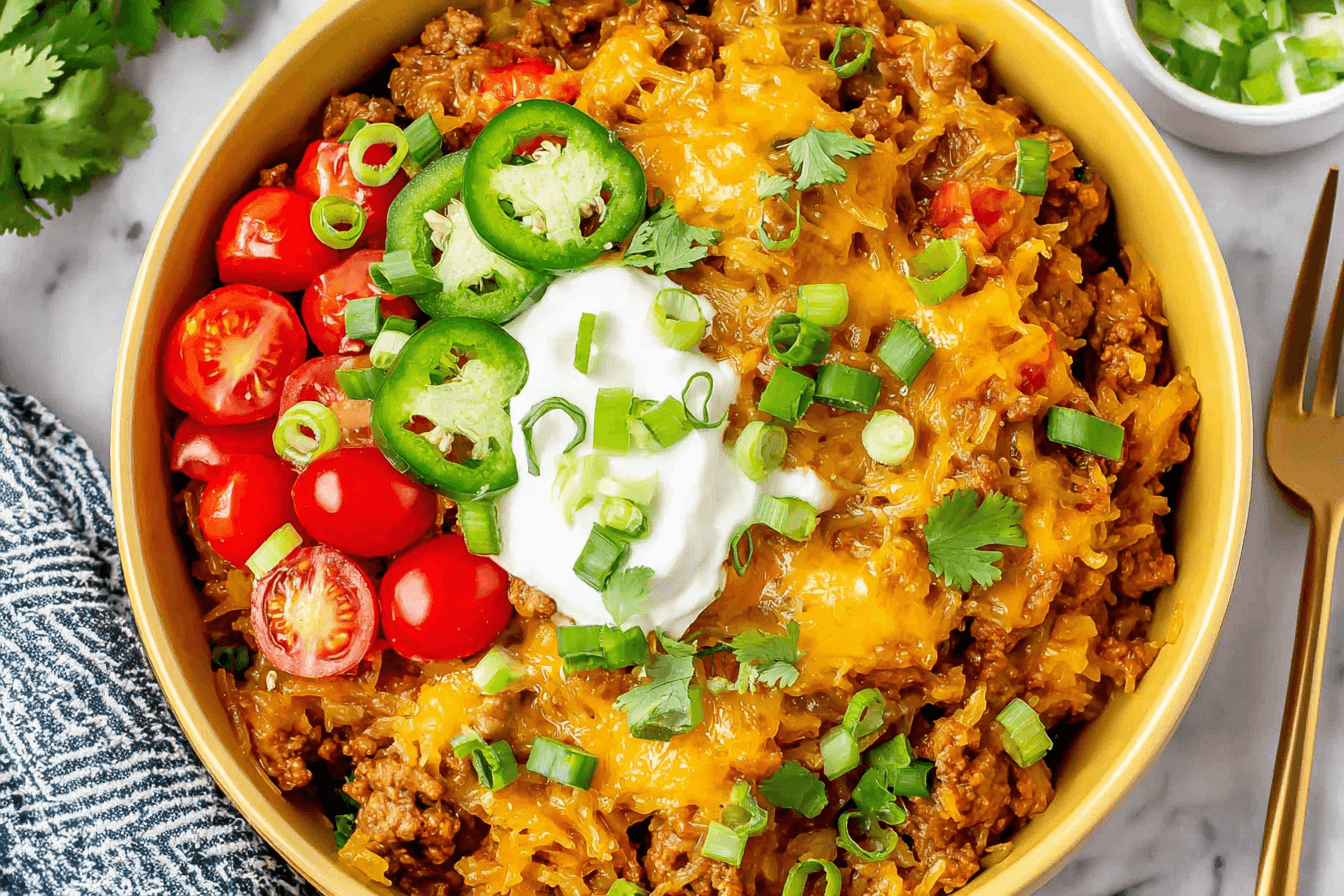 Cheesy Taco Spaghetti Squash Bake Recipe