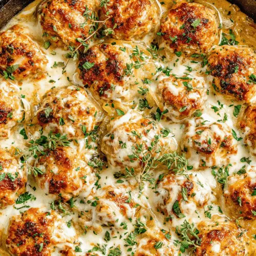 Chicken Meatballs with French Onion Sauce Recipe