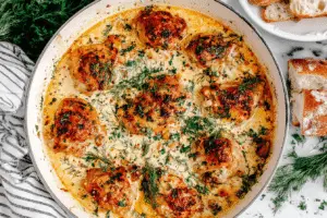 Creamy Oven Baked Chicken Thighs