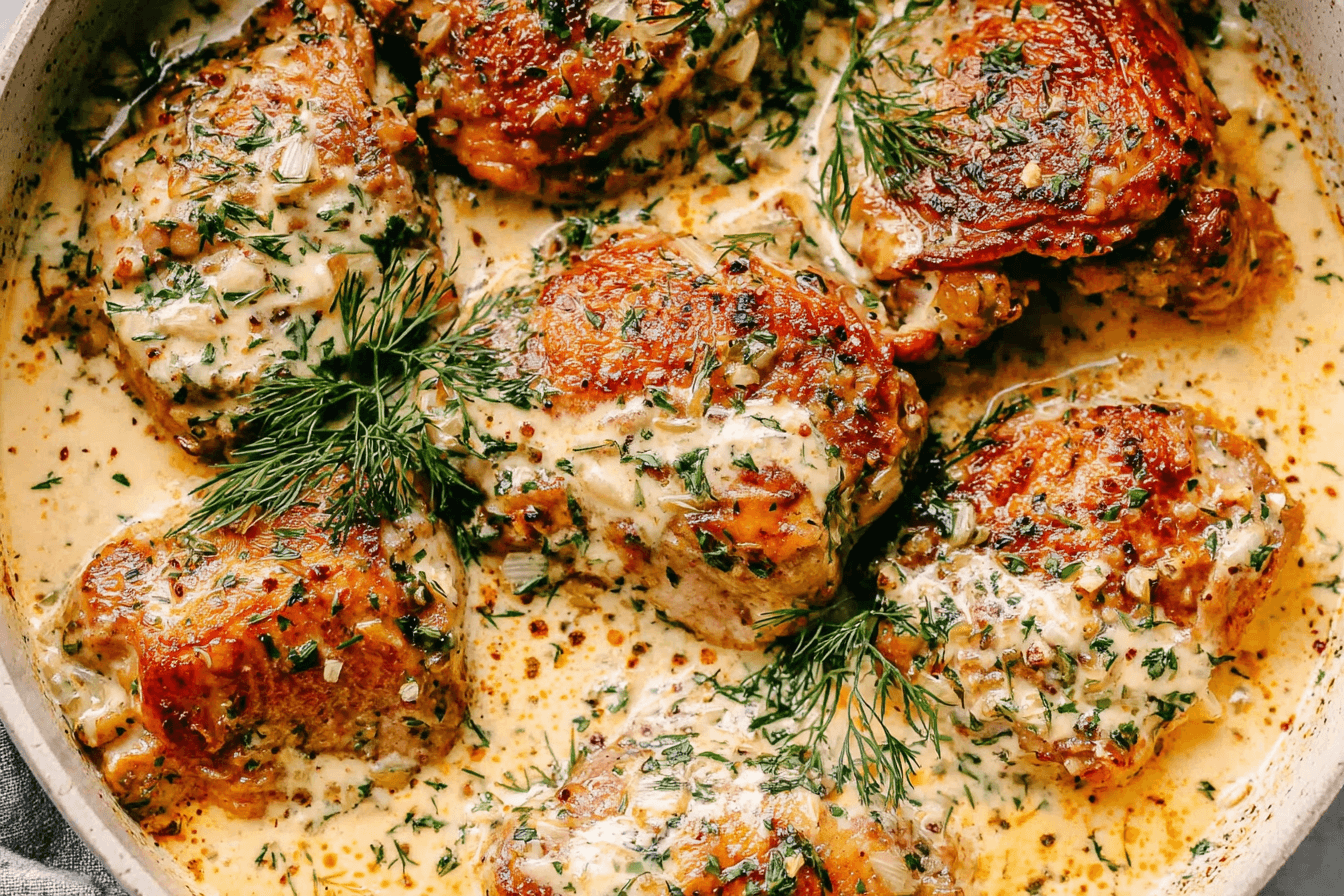 Creamy Oven Baked Chicken Thighs Recipe