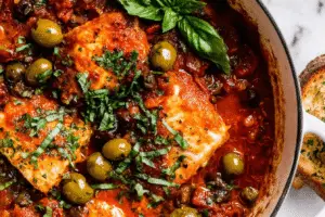 Easy Baked White Fish Puttanesca