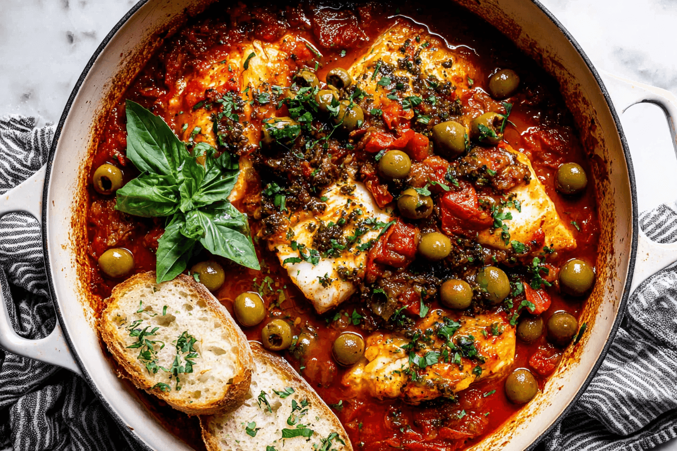 Easy Baked White Fish Puttanesca Recipe