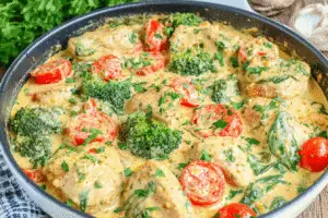 Garlic Chicken with Broccoli and Spinach