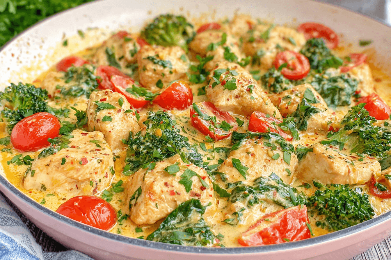 Garlic Chicken with Broccoli and Spinach Recipe