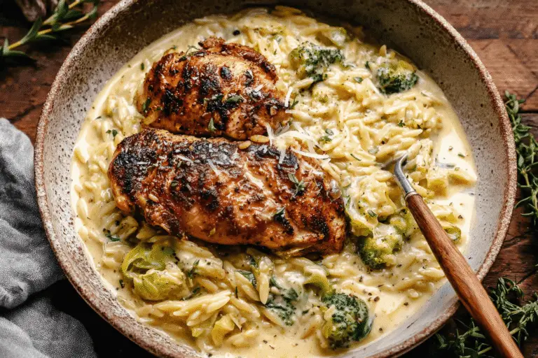Herb Chicken with Creamy Orzo Recipe