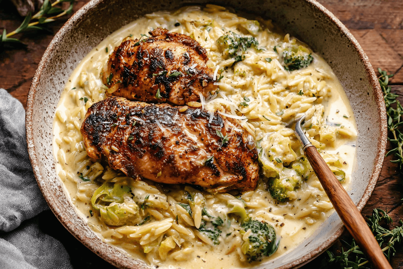 Herb Chicken with Creamy Orzo Recipe