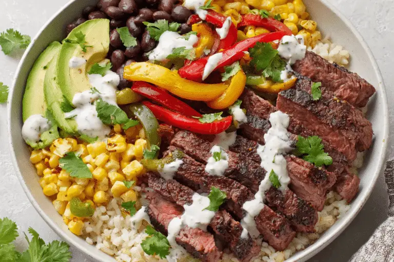 High Protein Low Carb Steak Fajita Bowl Recipe