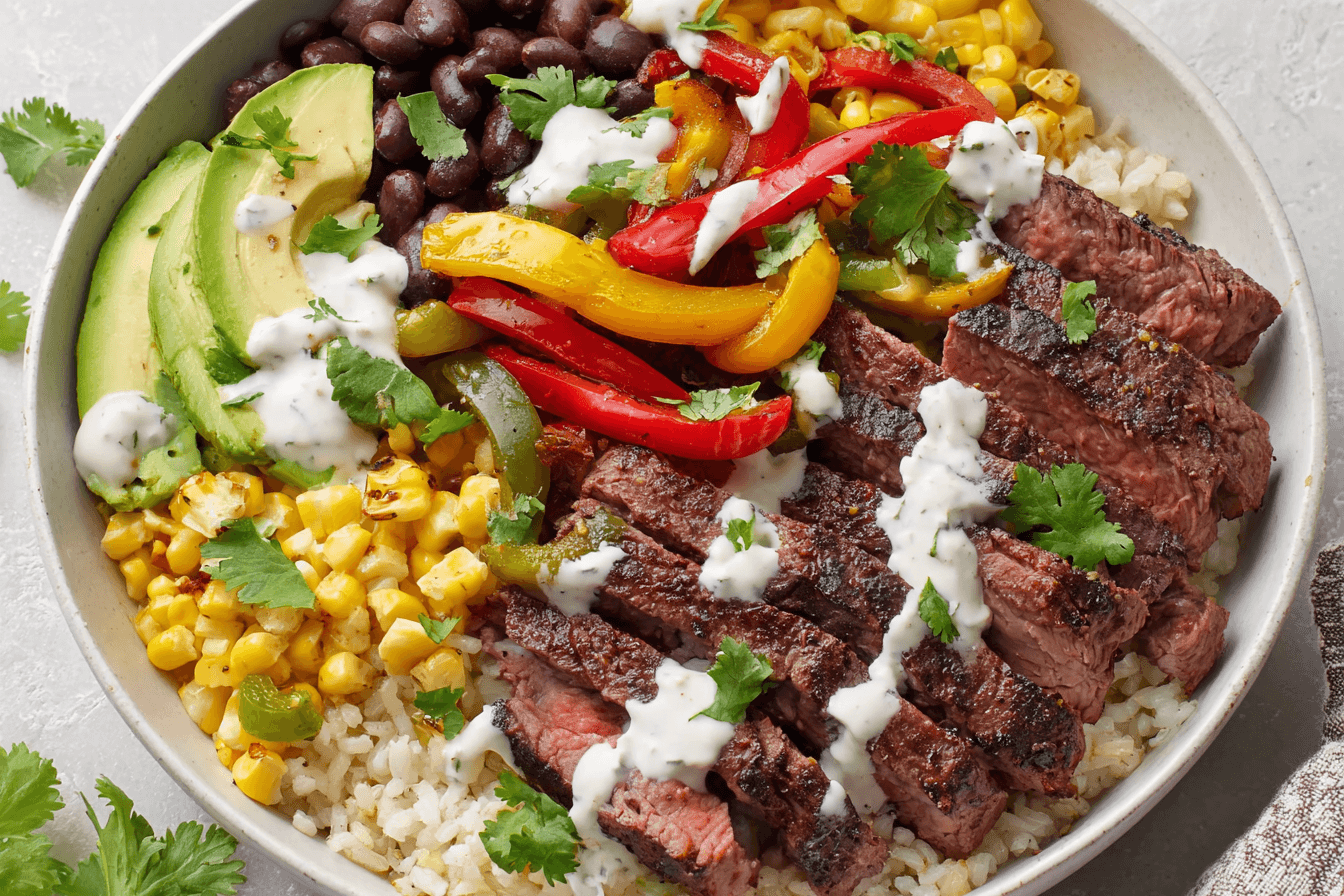 High Protein Low Carb Steak Fajita Bowl Recipe