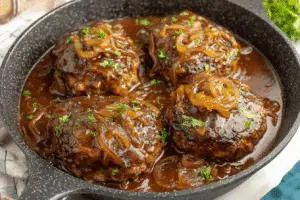 Homemade Beef Steak with Onion Gravy