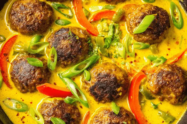 Jerk Meatballs In Coconut Curry Sauce Recipe