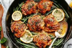 Lemon Garlic Butter Chicken Thighs with Green Beans