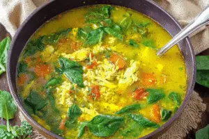 Lemon Ginger Turmeric Chicken And Rice Soup