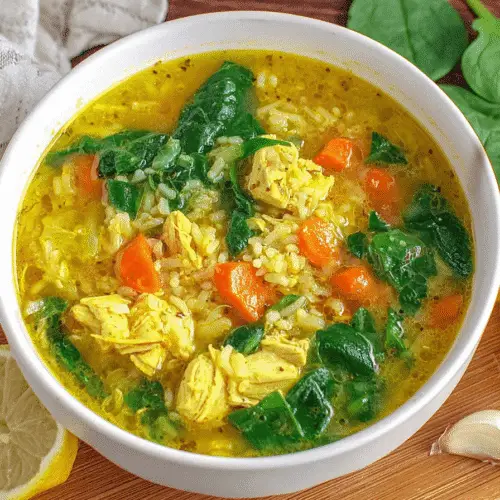 Lemon Ginger Turmeric Chicken And Rice Soup Recipe