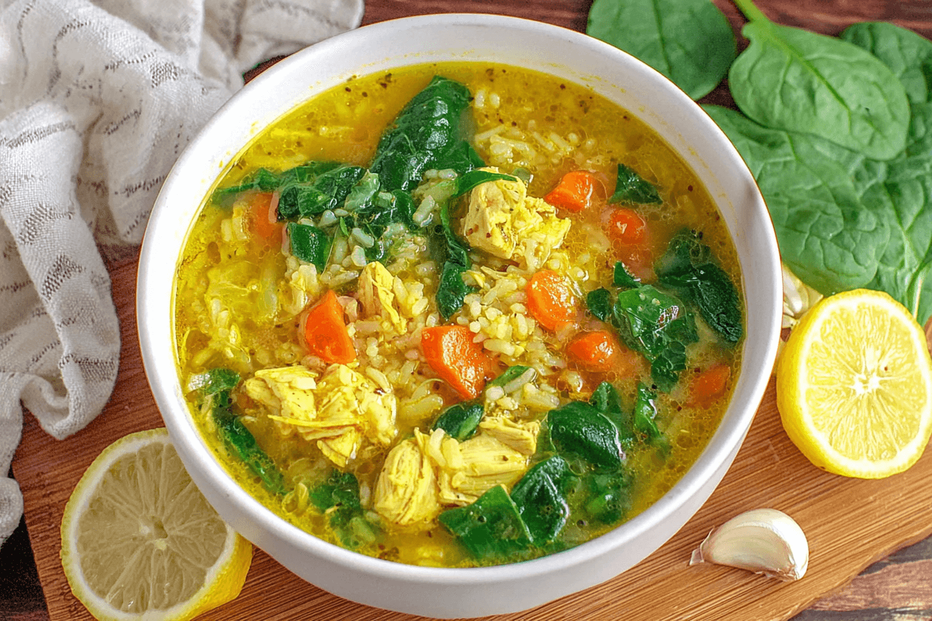 Lemon Ginger Turmeric Chicken And Rice Soup Recipe