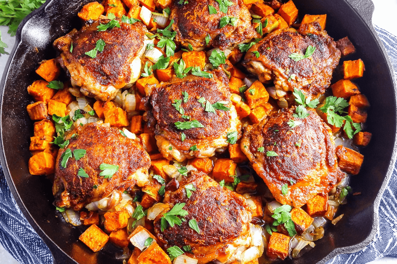 One-Pan Chicken And Sweet Potato Skillet Recipe