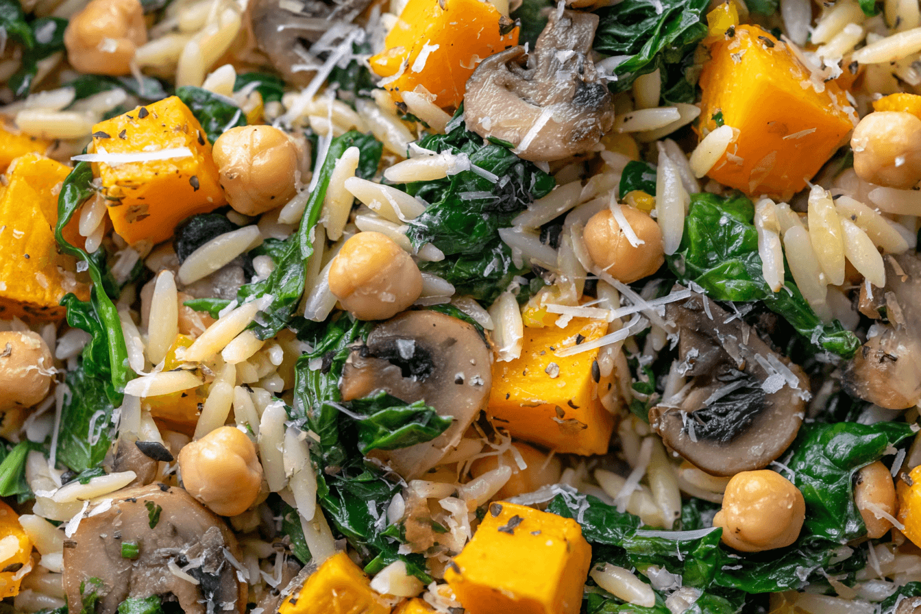 One Pot Fall Vegetable Orzo With Chickpeas And Kale Recipe