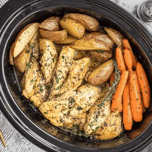 Slow Cooker Garlic Butter Chicken And Veggies Recipe