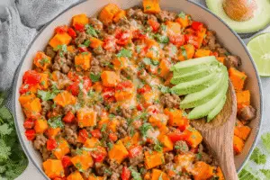 Tex-Mex Ground Beef & Sweet Potato Skillet