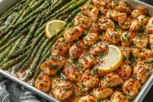 Baked Chicken Bites with Asparagus