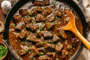 Beef Tips with Cauliflower Mash