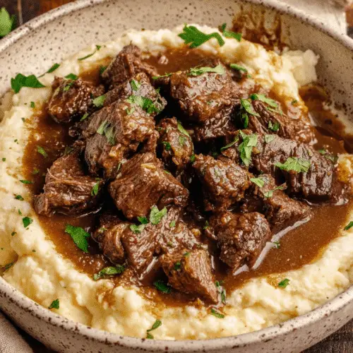 Beef Tips with Cauliflower Mash Recipe