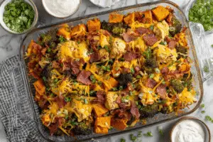 Buffalo Chicken Sweet Potato Casserole