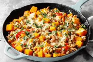 Butternut Squash and Turkey Skillet Bake