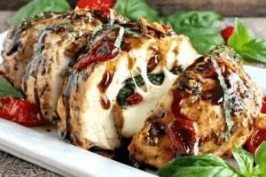 Caprese Stuffed Chicken With Balsamic Glaze