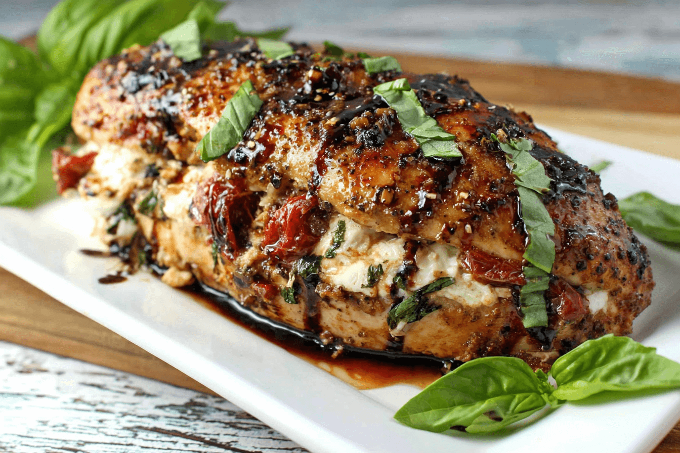 Caprese Stuffed Chicken With Balsamic Glaze Recipe